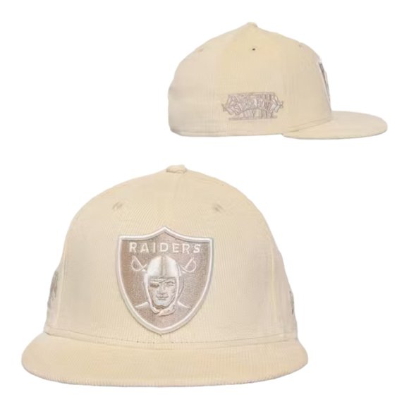 New Era Oakland Vegas Raiders Corduroy 59FIFTY Fitted Hat Superbowl Patch - Picture 2 of 9